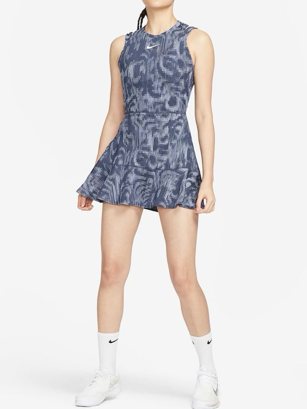 Nike Women's Navy Patterned Tennis Dress Blue XS